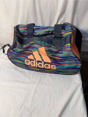 Adidas Diablo Small Duffel Bag multicolor stripe and neon orange